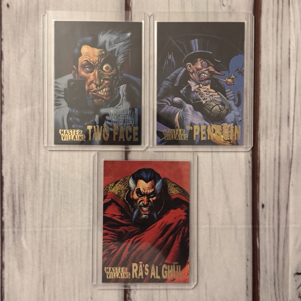 1995 Skybox DC Batman Series Master Villains Two Face Penguin‎ Ra's al Ghul Lot